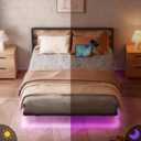 AGXI Queen Bed Frame with Headboard, 14 Inch Floating Bed with Smart LED Lights and USB Charging Station, Easy Assembly, No Box Spring Needed