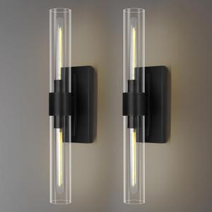 Modern Wall Sconces, 22.8in Black, 2-Light Indoor Wall Mounted Sconces, Bathroom Vanity Light for Living Room, Bedroom, Staircase, 2 Pack