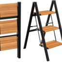 HBTower 3 Step Ladder, Lightweight Aluminum Folding Step Stool