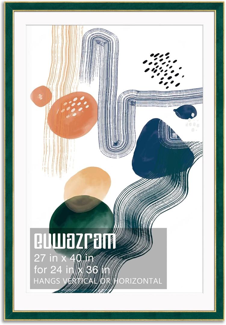 27x40 Poster Frame with Mat for 24x36, Suede Green
Displays 24x36 with Mat or 27x40 without Mat, Ideal for Botanical Posters, Nature Photos, Art Prints and Eclectic Decor