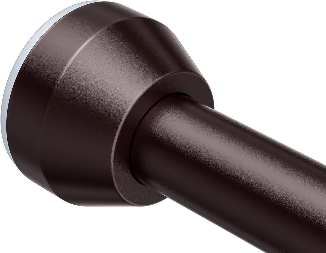 TEECK Shower Curtain Rod, 32-65 inch Adjustable Tension Spring, 1 Inch Shower Curtain Rod Tension, Anti-Slip, Rust-Proof, No Drilling, for Bathroom, Brown