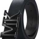 maikun Mens Dress Leather Belt, 1.3'' Width Casual Black Belt for Men (Black) Size 45 (1150mm)