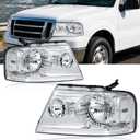 Headlights for 2004-2008 Ford F150 / 2006-2008 Lincoln Mark LT Pair Front Lights Replacement Headlamps Chrome Housing Clear Reflector
