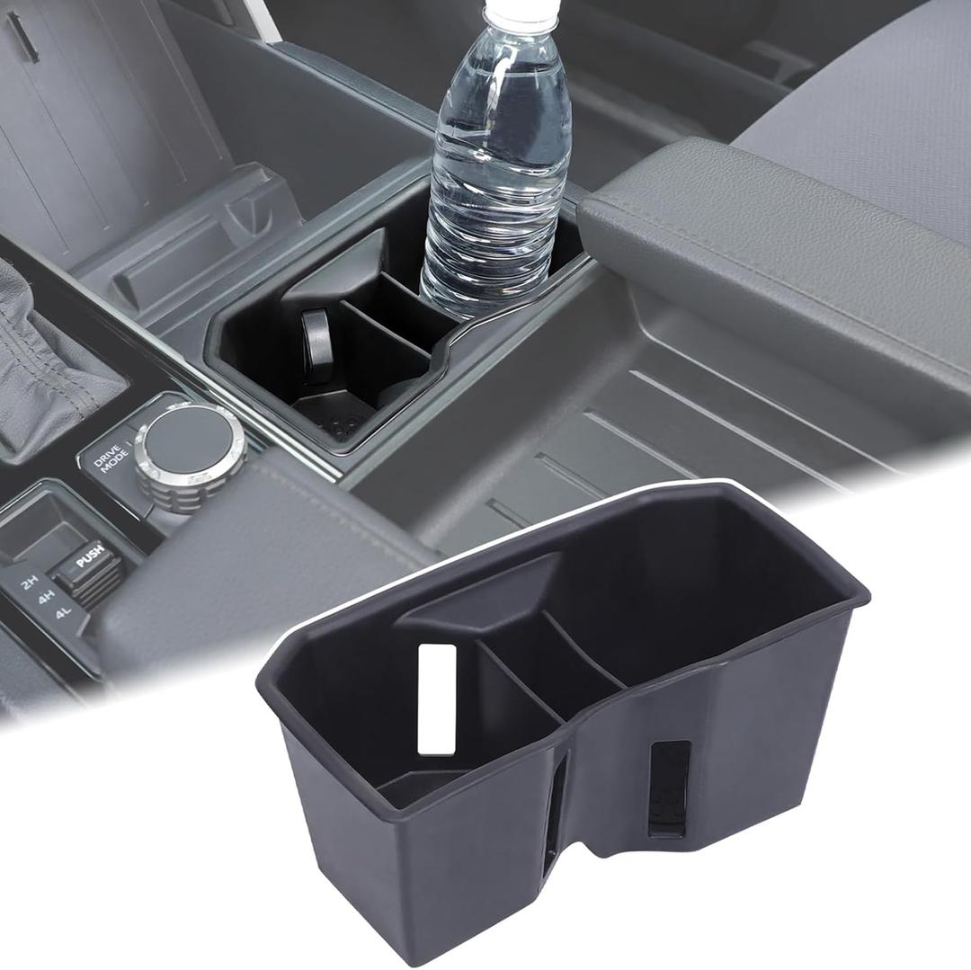 Aunginsy Center Console Cup Holder Protector Compatible with Toyota Tundra 2022-2025 Car Central Control Front Gear Shifter Drink Cup Holder Organizer Tray Storage Box Insert Coaster TPE Accessories