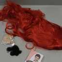 Red Wigs Long Curly Wavy Wigs for Women Side Part Natural Looking Cosplay Halloween Synthetic Fiber Wig (Red)