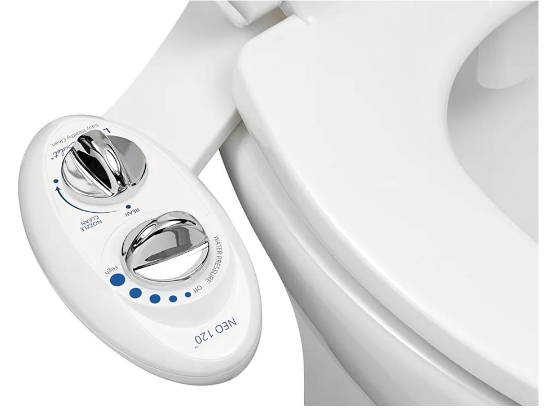 LUXE Bidet NEO 120  Single Nozzle, SelfCleaning, NonElectric Bidet Attachment for Toilet Seat, Adjustable Water Pressure, Rear Wash (White)