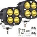 2 Pack LED Pods Light Bar, Yellow 3" 40w Spot Off Road Lights, Driving Fog Lamp, IP68 Waterproof LED Work Light, Amber Cube Lights for Pickup Truck SUV ATV UTV Boat Forklift 4x4 Motorcycle
