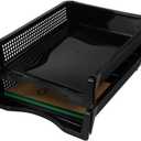 Stackable Paper Tray Set of 6, Black Plastic Letter Tray Basket