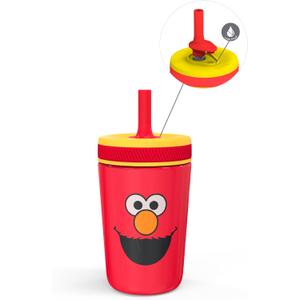Zak Designs Sesame Street Kelso - Vasos para nios pequeos para viajes o en casa, vaso de acero inoxidable aislado al vaco de 12 onzas con diseo a prueba de fugas, perfecto para nios (Elmo)