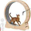 VEVOR Cat Exercise Wheel, 48 in Wooden Cat Running Wheel for Indoor Cats up to 28 lbs, Cats Treadmill with Carpeted Runway & Locking Mechanism, Quiet Roller Kitten Sport Toys for Pets Fitness & Health