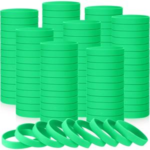 Liliful 100 Pcs Silicone Rubber Wristbands Rubber Wristband Bracelet Bands for Silicone Wristbands for Women Men(Green)