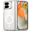 TIANNIUKE Magnetic Case for Google Pixel 9 Pro Fold, Transparent and Yellow Resistant,Compatible with MagSafe,Slim Fit Shockproof Protective Phone Case for Pixel 9 Pro Fold Case (Transparent) (Clear)