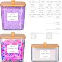 Efluky 3 Pack Laundry Pods Container & Dryer Sheet Holder Set, Clear Laundry Room Organization Containers with 2 Bamboo Lids and Labels, Detergent Pods Storage for Scent Booster, Powder