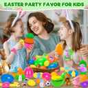 Jumlys 30 Pack Prefilled Easter Eggs with Toys, Mix 4 Sizes Surprise Plastic Easter Eggs with Toys Inside, Perfect for Easter Egg Hunt , Basket Stuffers and Party Favors