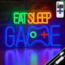 Enhon Game Neon Sign, EAT SLEEP GAME Wall Decor Glow at Night Neon Light for Gamer Boy Game Room Decor Bedroom Wall Gaming Wall Decoration (Blue)