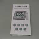 Atomic Clock Wall with Indoor/Outdoor Temp, Battery Operated Digital Wall Clock with 10.5" Large LCD Display, 330ft Range Desk Table Clock with Alarm, DST, Calendar for Living Room Bedrooms, Black