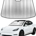 EcoNour Accordion Foldable Windshield Sun Shade Fit for Tesla Model 3 / Model Y 2017-2024 2025 2026 Sunshade, Front Car Window Shades Sun Visor, Blocks UV Rays & Heat, Car Accessories