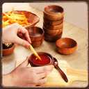 Skylety 10 Pcs Acacia Wooden Bowls Small Calabash Bowls Round Wood Salad Hand Carved Calabash Dip Tray for Serving Popcorn Pasta Coconut Nuts Sauce Appetizers Home Kitchen (3 Inch)