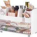 Drawer Cosmetic Organizer, Beauty Tool Display Box, Desktop Skin Care Organizer (White)