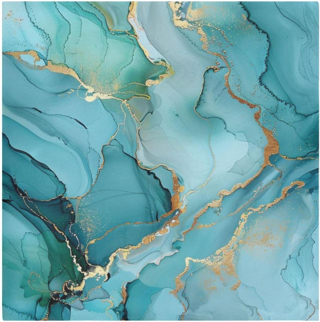 senya Marble Cloth Napkin Abstract Turquoise Marble Dreamy Cloth Napkin Set of 6 Washable Reusable Polyester for Family Dinner Party Holiday