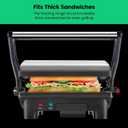 Chefman Electric Panini Press Grill, Compact 2-Slice Sandwich Maker, Non-Stick Coated Plates, Opens 180 Degrees, Dishwasher Safe, Removable Drip Tray, Stainless Steel/Black