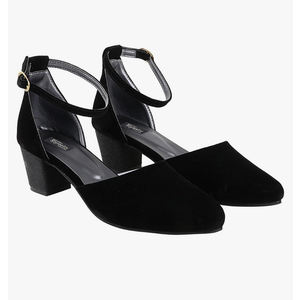 Women’s Black High Heel Ankle Strap Closed Toe Chunky Pumps – Stylish & Comfortable Heels for Office, Party, and Evening Wear, Size: 6 Black