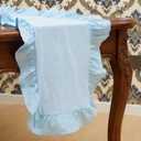 HunnmingRe Blue Ruffled Table Runner 72 inch Scalloped Table Runner Cotton Flounces Washable Shabby Farmhouse Rustic Home Kitchen Decoration for Wedding Rectangle Bride Shower Christmas Party