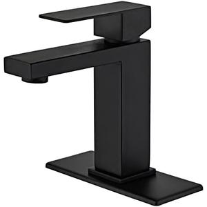 Modern Matte Black Bathroom Faucet Single Hole， Single Handle Bathroom Sink Faucet Stainless Steel Commercial Bathroom Faucet with Deck Plate 1 or 3 Hole Kohonby (Matte Black)