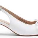 DREAM PAIRS Women Slingback Kitten Heels, Pointed Toe 2.17 Inch Low Bow Dress Shoes All Day Wear Comfortable Formal Wedding Pumps (Size 8, White)