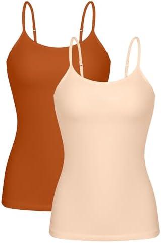 beautyin Cotton Camisole Tops for Women Shelf Bra Adjustable Spaghetti Strap Tank Top Basic Cami Undershirt, XX-Large