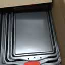 NutriChef 3-Piece Nonstick Kitchen Oven Baking Pans - Premium & Stylish Non-Stick Steel, Commercial Grade Restaurant Quality Metal Bakeware with Red Silicone Handles - Easy to Clean, NCSBS3S