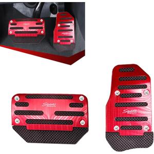 Tesnaao 2 PCS Car Non-Slip Pedal Pads Set, Accelerator Pedal Covers, Car Brake Pedal Protectors, Automatic Automobile Accessories, Universal for Most Cars, Trucks and Vans (Red #XB-373)