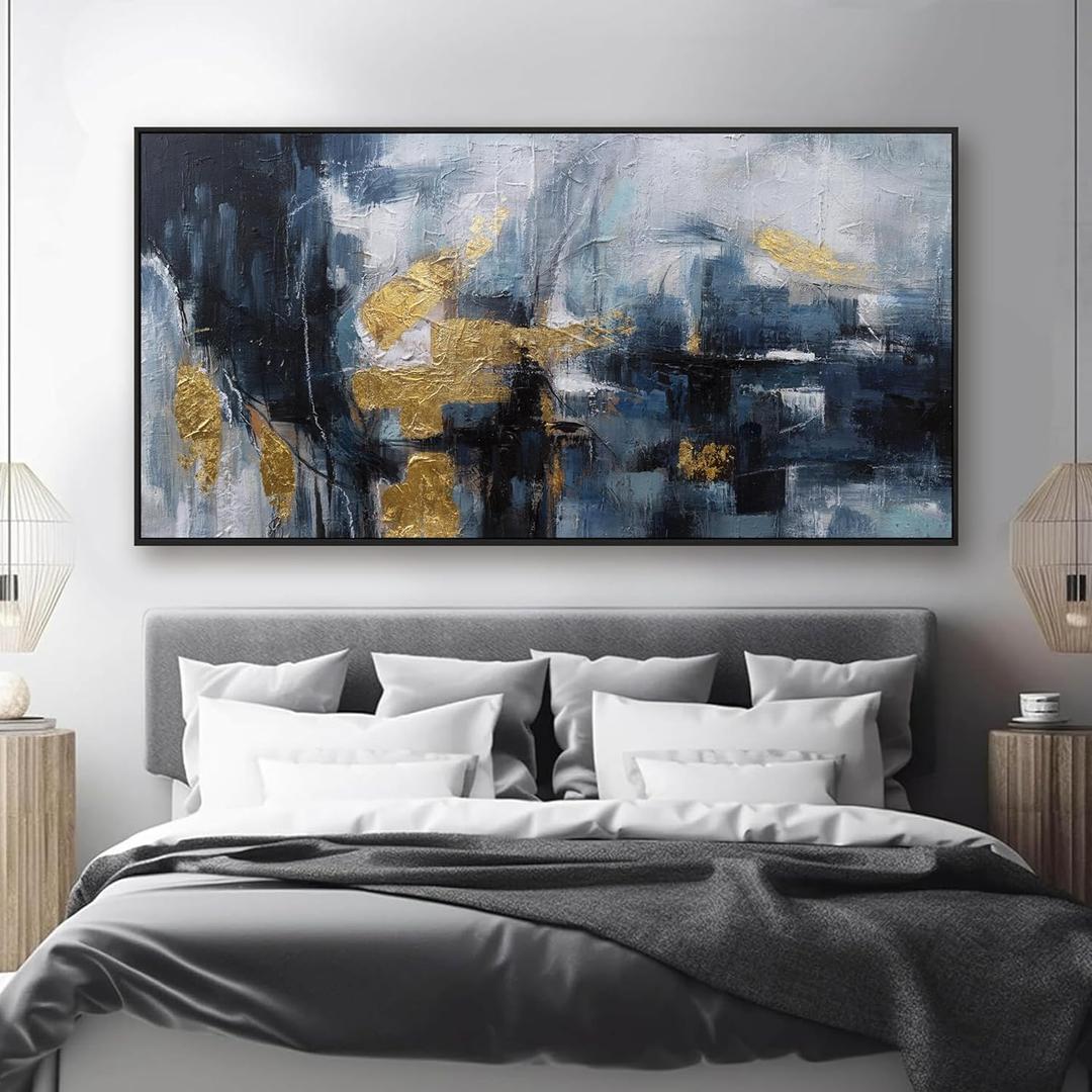 Nordic Luxury Gold Abstract Canvas Wall Art for Living Room - Modern Decor for Home & Office - Framed Prints Painting Ready to Hang 20"x40"