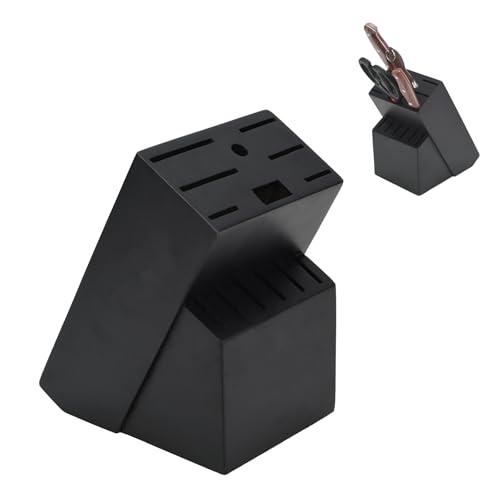 Wood Kitchen Knife Block, Universal Kitchen Knife Holder Kitchen Knife Storage Rack 14 Slots Knife Holder (Black)