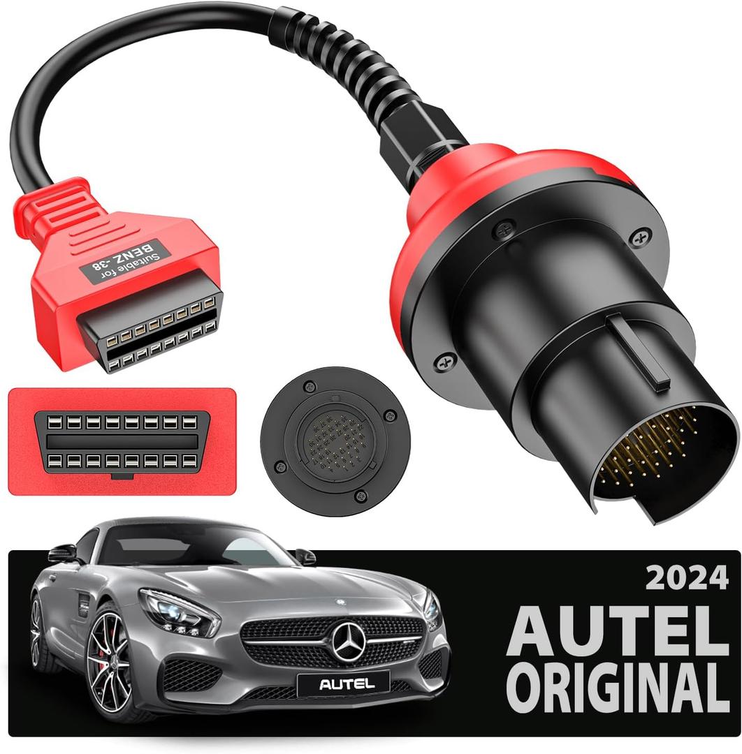 Autel Original BENZ-38 PIN Adapter, 38 Pin Male to 16 Pin Female OBDII Connector Compatible with Mercedes-Benz Pre-2001, Work with Autel Scanner MK808S, MK808BT PRO, MK900, Elite II PRO, Ultra, etc