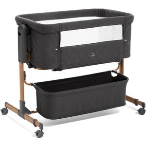 3-in-1 Baby Bassinet, Bedside Sleeper & Rocking Bassinet for Newborn, Dark Grey