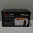 Mueller UltraToast Full Stainless Steel Toaster 4 Slice, Long Extra-Wide Slots for Bagels and Waffles, 6 Browning Levels, LED Display, Cancel/Defrost/Reheat Functions & Removable Tray, Kitchen Gadgets