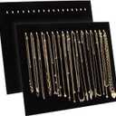 2 Pack Jewelry Display for Selling, Black Velvet Boutique Necklace Stands Boards with Hooks for Pop Up Shop (15 x 12 x 4.5 In)
