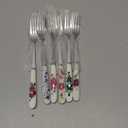 12Pcs Stainless Steel Forks Silverware Set - Reusable Silverware Dinner Forks for Restaurant Ceramic Long Handle Fork Cutlery Set - Dessert Forks and Spoons for Home Kitchen Silverware Forks Set