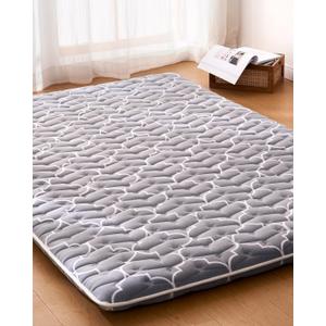 6th Generation Japanese Floor Futon Mattress - Extra-Thick 9-Layer Modern Futon with 100% High-Density Foam, Portable Floor Mattress Sleeping Pad for Adults, Guest Room, Dormitory, Twin Size 75"x39" (Grey)
