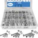 520pcs Hex Bolt and Nuts and Washers Assortment Kit, 304 Stainless Steel Machine Screws Bolts Nuts Flat & Spring Lock Washers Set-M4 M5 M6