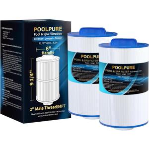 POOLPURE Replacement Spa Filter for PMA40L-F2M, Master Spas Twilight X268365, X268543, Unicel 6CH-402, 2" Male Thread/MPT Hot Tub Filter (2)