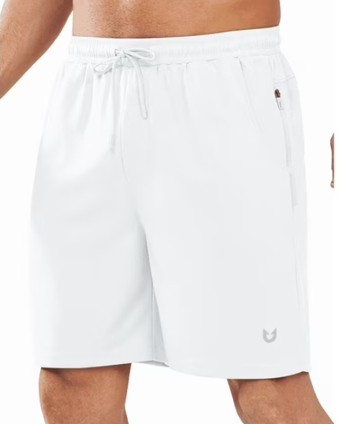 NORTHYARD Men's 7 Inch Athletic Basketball Shorts with 4 Pockets Workout Gym Short White, 2XL