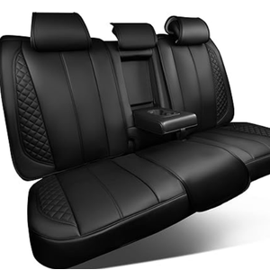 CAR Pass Waterproof Leather Back Seat Covers, Nappa PU Leather Rear Seat Bench Cushioned Breathable Back Row Protector Universal Fit for Car Sedan SUV Pickup Truck, Backseat Rear (Black)