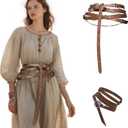 Hiifeuer 3PCs Medieval Fantasy Belt Skirt Hikes Set, Renaissance Adjustable Faux Chain Belt with Skirt Clips for Cosplay Faire