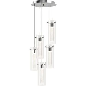hykolity 5-Light Bubble Glass Pendant Light, 3CCT Dimmable LED Chandelier, Polished Nickel Modern Hanging Ceiling Light for Kitchen Island, Dining Room, Bedroom, ETL Listed