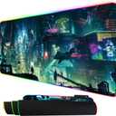 RGB Mouse Pad, XXL LED Gaming Mouse Mat Heavy Duty Anty Slip 35.4 * 15.7 Inches greencity (90x40 rg greencity)