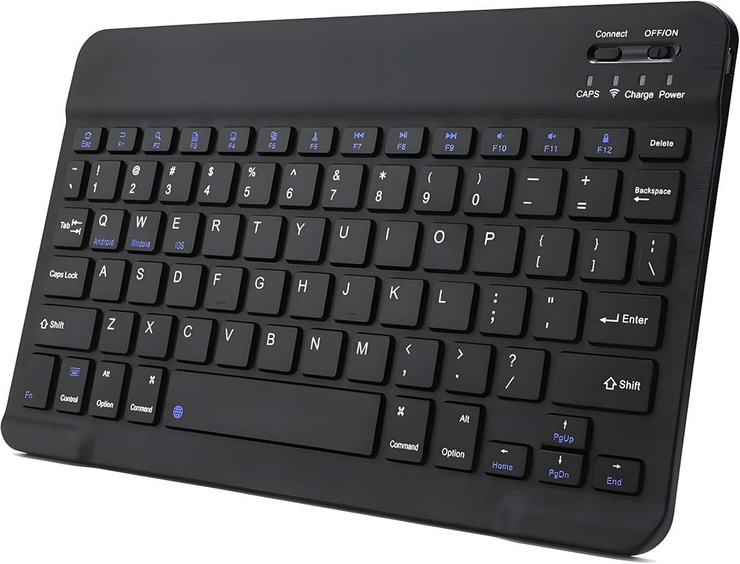 Bluetooth Keyboard for iPad, Rechargeable Slim Portable Wireless Keyboard for iPad Tablets, Compatible for All iOS/Windows/Android System Devices-Black