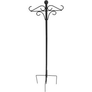 Happyyami Outdoor Shepherds Hooks Heavy Duty Garden Pole Prong Base for Bird Feeders Plant Baskets Flags and Solar Lights Black Decoration for Patio