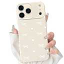 NITITOP Compatible for iPhone 17 Pro Max Case Cute Aesthetic Love Hearts Bow Knot Pattern for Women Girl Bowknot Slim Fit TPU Bumper Shockproof Full Camera Protection Cover - White